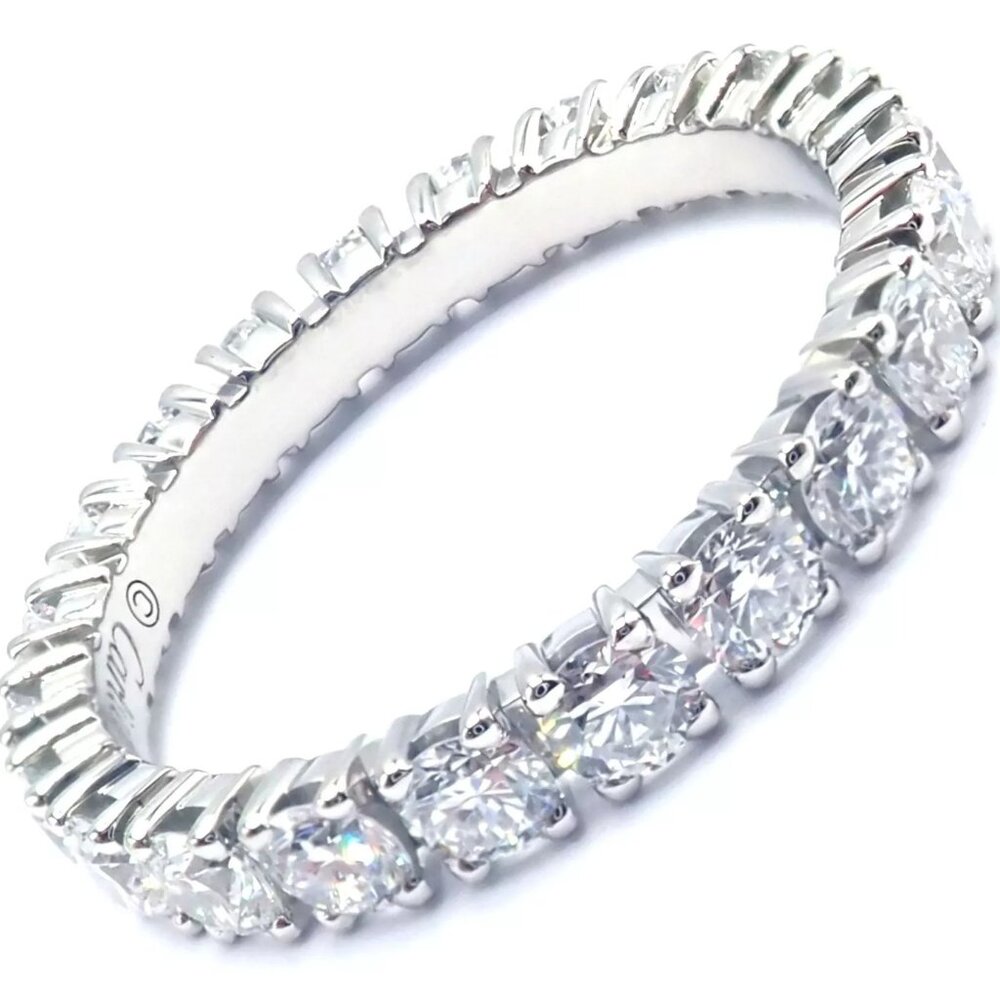 Authentic! Cartier Destinee Platinum Full Diamond Wedding Band Ring Size 6 Cert.